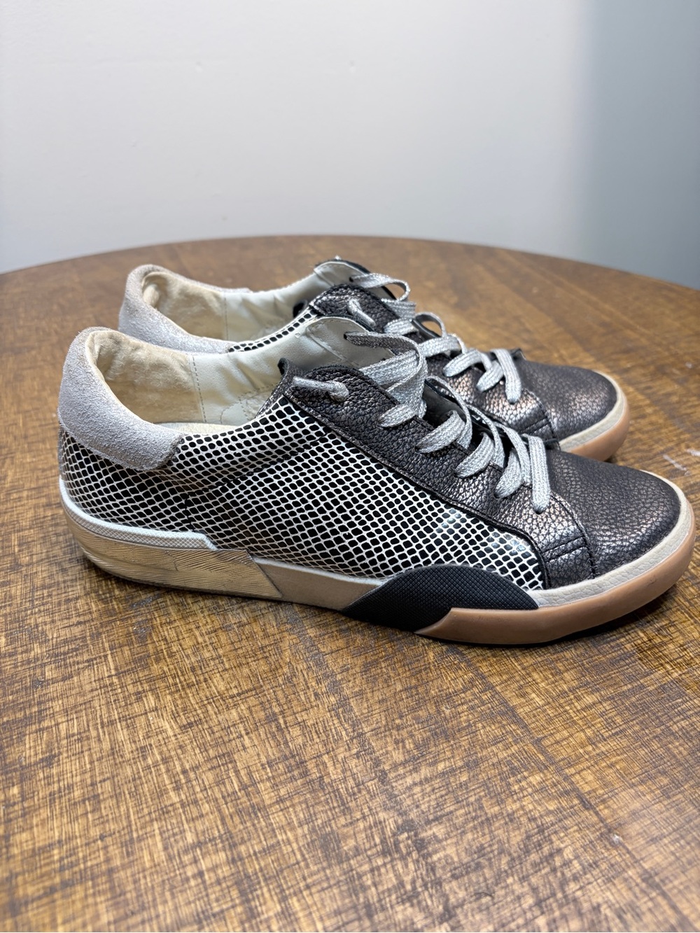 Dolce Vita Metallic Gunmetal Silver Mesh Sneakers